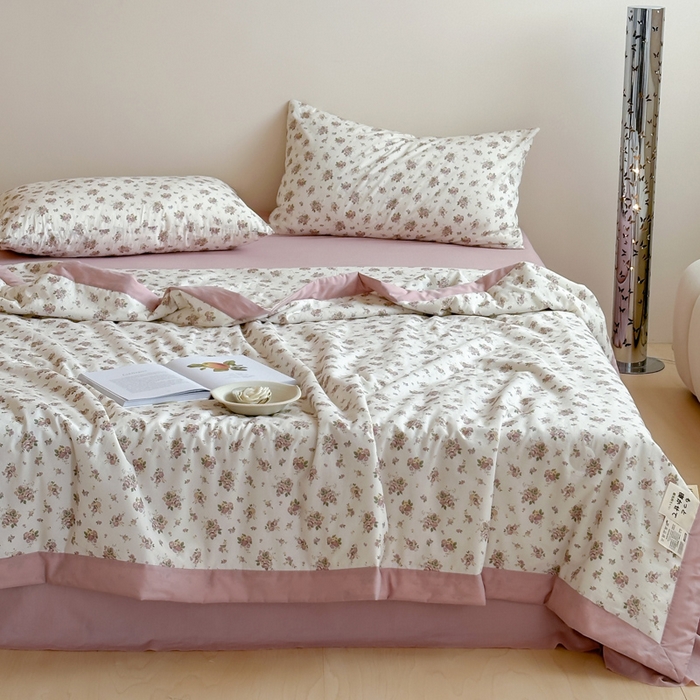 91家纺网 家纺一手货源 找家纺 大彩家居 2025新款全棉有氧水洗纱布夏被夏凉被 陌上花开