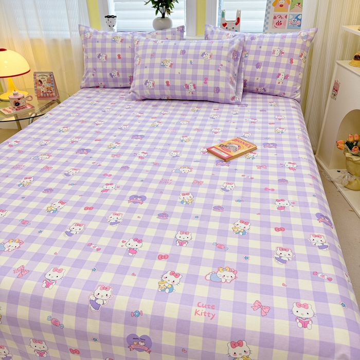 91家纺网 家纺一手货源 找家纺 吉象家纺 2025新款高支密全棉印花单品系列-单床单 糖果猫