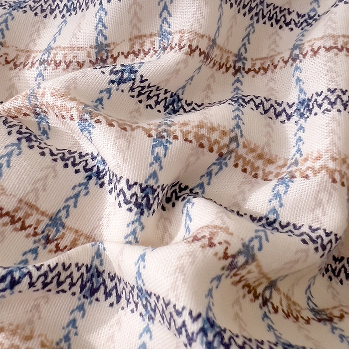 91家纺网 家纺一手货源 找家纺 DoDo 兜兜 2025新款全棉双层纱印花单被套（可定做尺寸） 蓝调格子