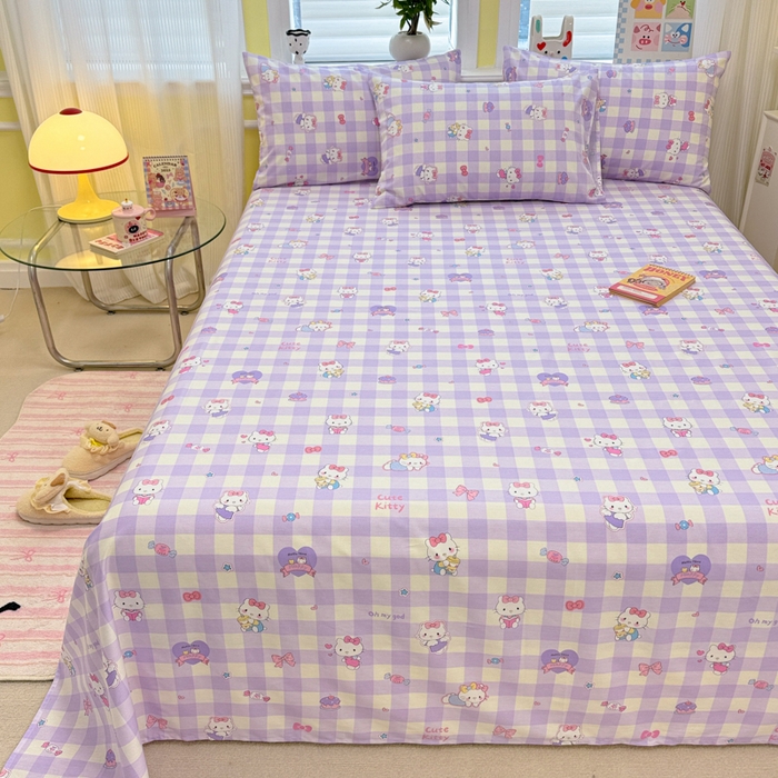 91家纺网 家纺一手货源 找家纺 吉象家纺 2025新款高支密全棉印花单品系列-单床单 糖果猫