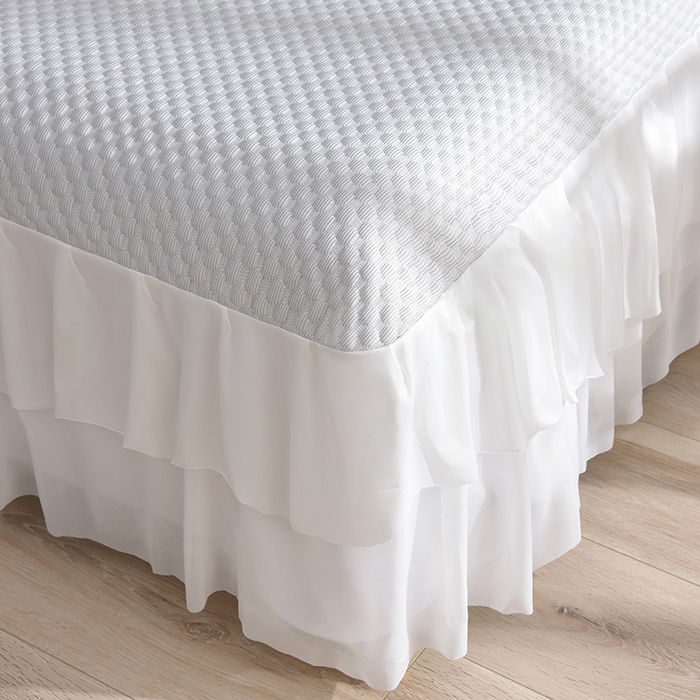 91家纺网 家纺一手货源 找家纺 赛丽雅 2025爆款A类凉感豆豆凉席三件套床裙款冰丝软席子床笠款凉席 浅灰