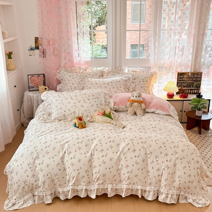 91家纺网 家纺一手货源 找家纺 喜梦缘家纺 2025A类公主风云柔棉工艺款四件套 柔梦繁花