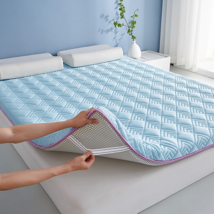 91家纺网 家纺一手货源 找家纺 艺博床垫 2025新款水洗棉成人床垫 蓝色