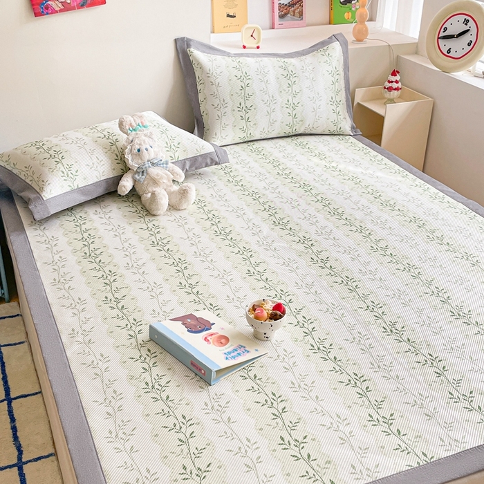 91家纺网 家纺一手货源 找家纺 川悦生活 2025新款数码印花冰藤席 青风小叶