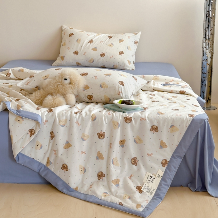 91家纺网 家纺一手货源 找家纺 大彩家居 2025新款全棉有氧水洗纱布夏被夏凉被 圣诞小熊