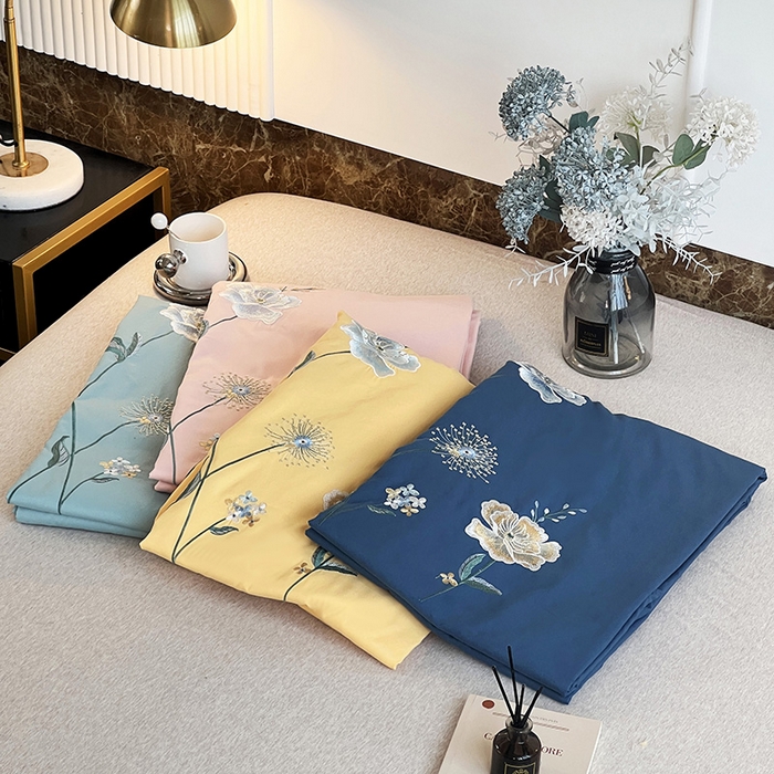 91家纺网 家纺一手货源 找家纺 梵克保罗 2025直播热卖长绒棉刺绣花边四件套-烟雨花都 组合图