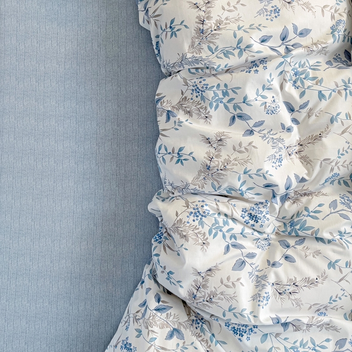 91家纺网 家纺一手货源 找家纺 大柏树 2025新款全棉13376印花四件套系列（可定制）-床单四件套青野花梦-蓝