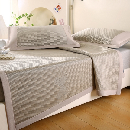 莱轩席业 2025新款A类450g冰豆豆凉席 蝴蝶结咖