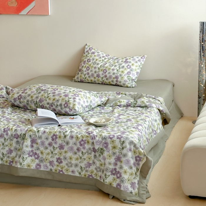 91家纺网 家纺一手货源 找家纺 大彩家居 2025新款全棉有氧水洗纱布夏被夏凉被 奇妙花园