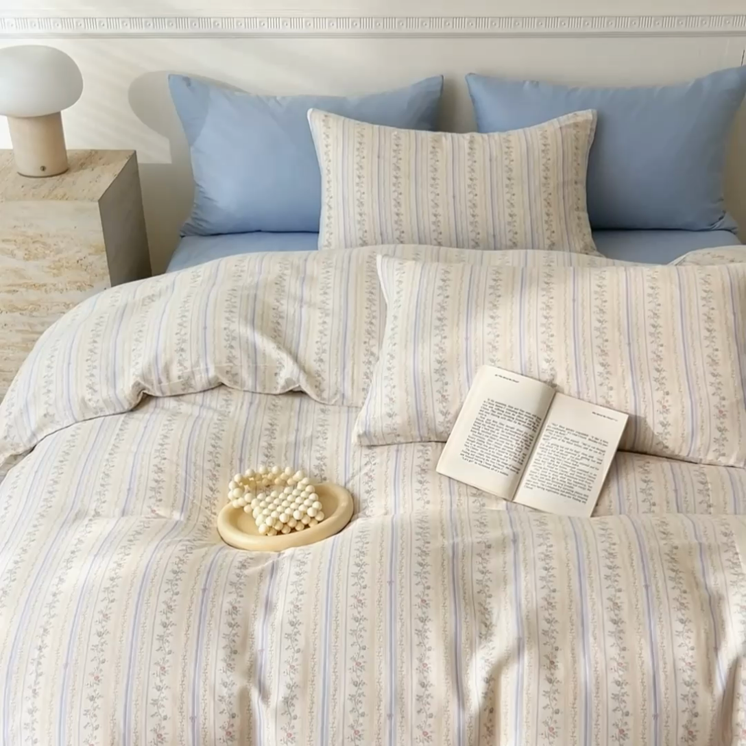 91家纺网 家纺一手货源 找家纺 DoDo 兜兜 2026新款全棉双层纱印花单被套（可定做尺寸） 蓝色的风