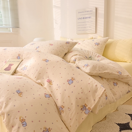 DoDo 兜兜 2025新款全棉双层纱印花四件套（可定做尺寸） 晚安熊