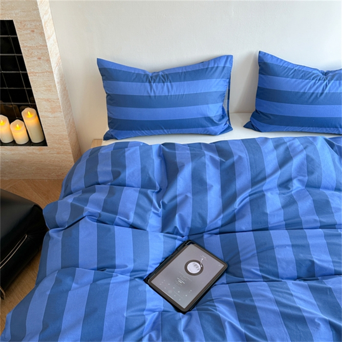 91家纺网 家纺一手货源 找家纺 金丝鸟家纺 2025新款全棉斜纹印花条纹系列四件套及单品 杰文兰