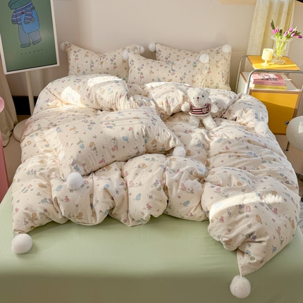 91家纺网 家纺一手货源 找家纺 （总）金爱家 2025新款亲肤舒适纯棉双层纱四件套