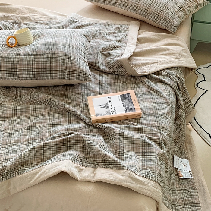 91家纺网 家纺一手货源 找家纺 水洗的故事 2025新款全棉色织水洗棉棉花夏被被子被芯 仙米格