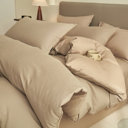 91家纺网 家纺一手货源 找家纺 （总）2025新款全棉13372水洗棉双拼四件套（影棚亮光）