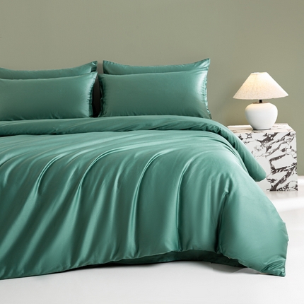 91家纺网 家纺一手货源 找家纺 （总）憨豆家纺 2025新款全棉长绒棉四件套纯色贡缎纯棉被套床笠款三件套