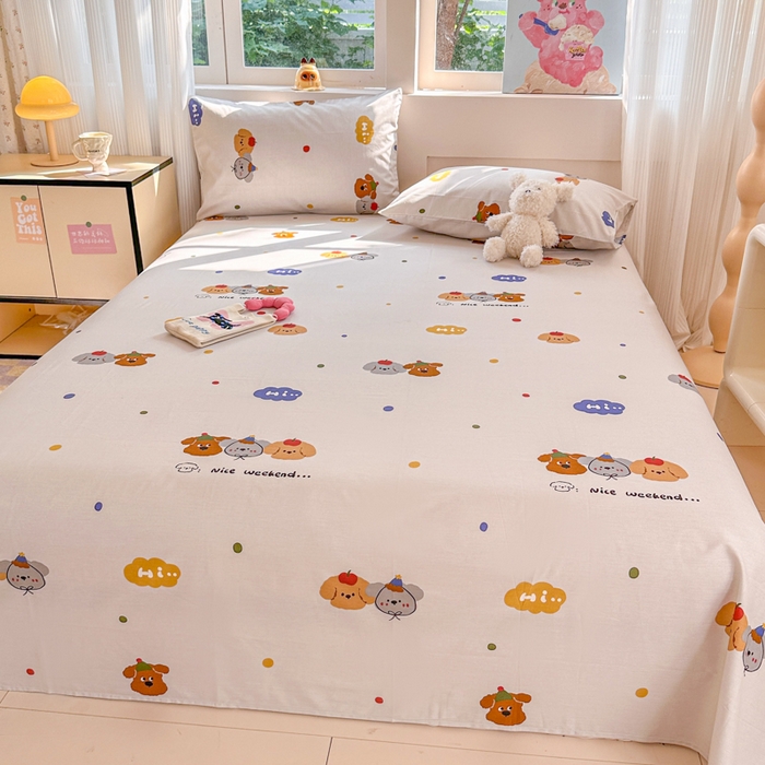 91家纺网 家纺一手货源 找家纺 吉象家纺 2025新款高支密全棉印花单品系列-单床单 快乐周末