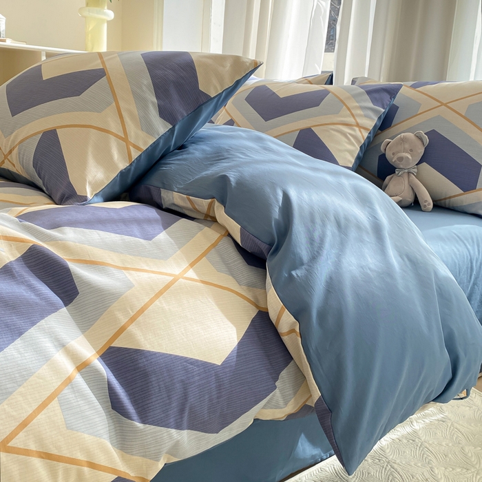 91家纺网 家纺一手货源 找家纺 宜家坊 2025早春新品全棉纯棉喷气13070小清新印花纯棉四件套-风格二 克洛伊