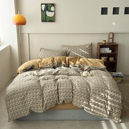 91家纺网 家纺一手货源 找家纺 （总）水洗的故事 2025新款60s贡缎色织大提花四件套