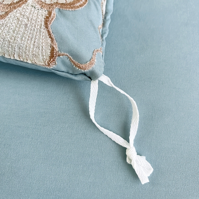 91家纺网 家纺一手货源 找家纺 梵克保罗 2025新款直播热卖长绒棉刺绣花边四件套-繁星系列 繁星-梵星绿