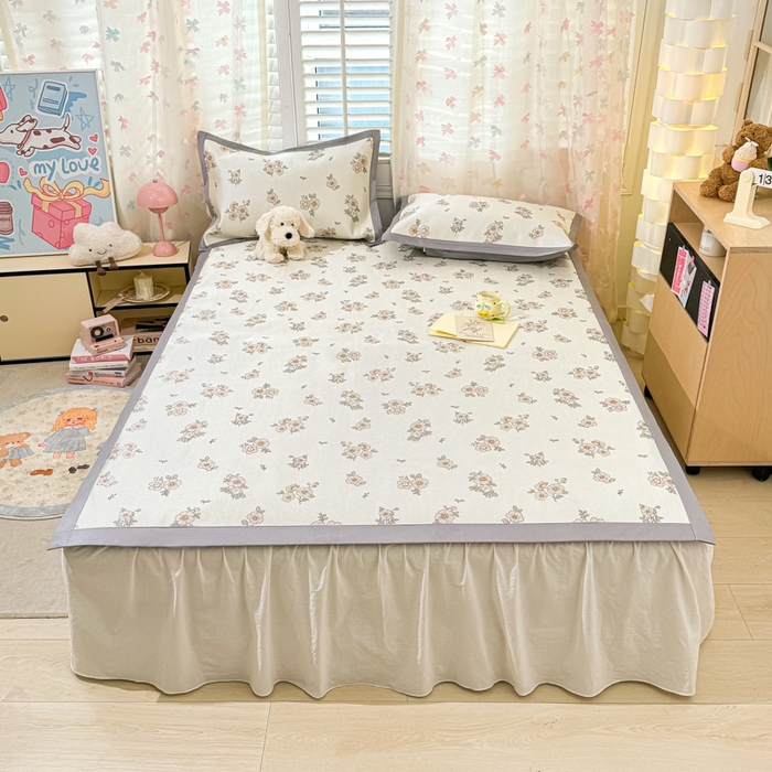 91家纺网 家纺一手货源 找家纺 川悦生活 2025新款数码印花冰藤席 桥边小花