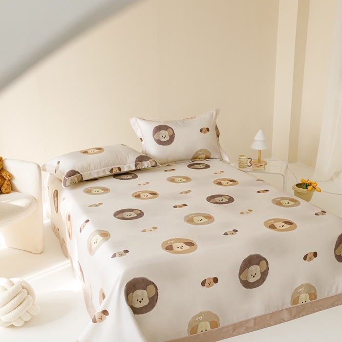 91家纺网 家纺一手货源 找家纺 舒慕 2025新款天丝竹纤维凉席三件套 可爱