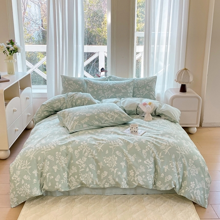 91家纺网 家纺一手货源 找家纺 宜家坊 2025早春新品全棉纯棉喷气13070小清新印花纯棉四件套-风格二 清甜