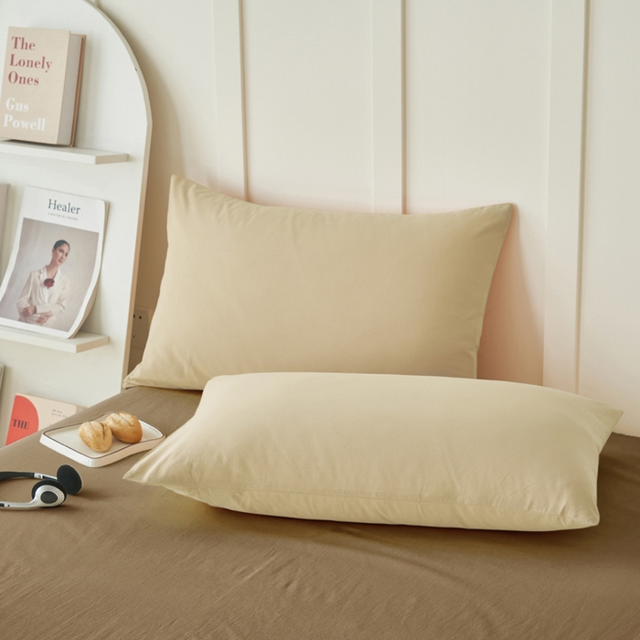 91家纺网 家纺一手货源 找家纺 2025新款全棉13372水洗棉双拼四件套（自然光） 40驼+暖木棕