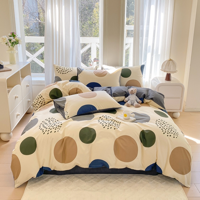 91家纺网 家纺一手货源 找家纺 宜家坊 2025早春新品全棉纯棉喷气13070小清新印花纯棉四件套-风格二 米亚