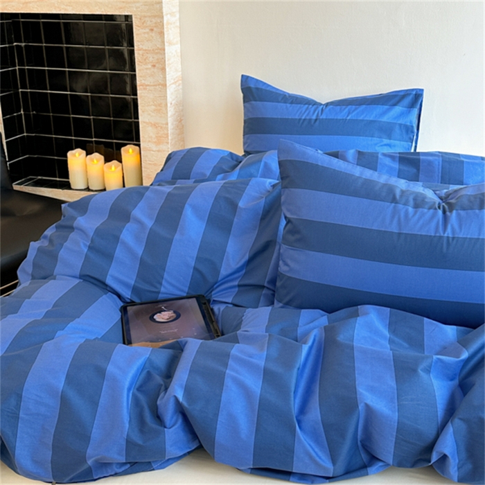 91家纺网 家纺一手货源 找家纺 金丝鸟家纺 2025新款全棉斜纹印花条纹系列四件套及单品 杰文兰