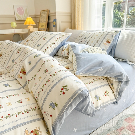 91家纺网 家纺一手货源 找家纺 (总) 清雅福 2025春夏新品全棉13372印花系列四件套