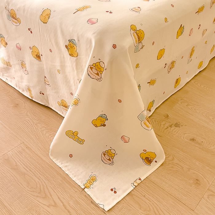 91家纺网 家纺一手货源 找家纺 DoDo 兜兜 2026新款全棉双层纱印花单床单（可定做尺寸） 奇奇鸭