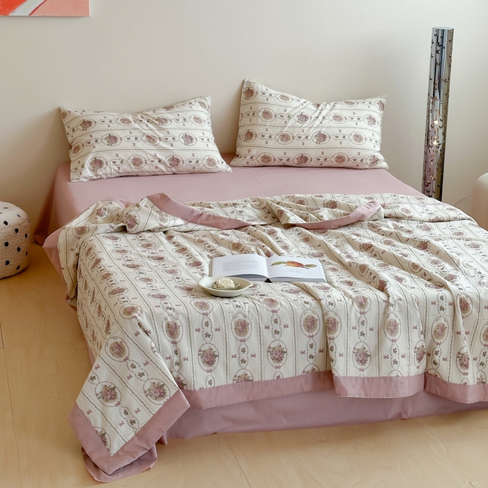 91家纺网 家纺一手货源 找家纺 大彩家居 2025新款全棉有氧水洗纱布夏被夏凉被 伊园