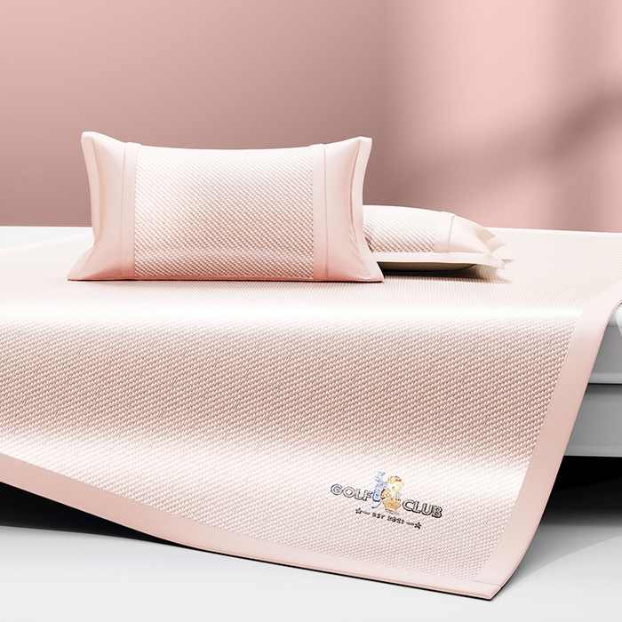 91家纺网 家纺一手货源 找家纺 阿牛席业 2025新款凉感PE冰藤凉席系列-纯逸 纯逸-粉（条席）