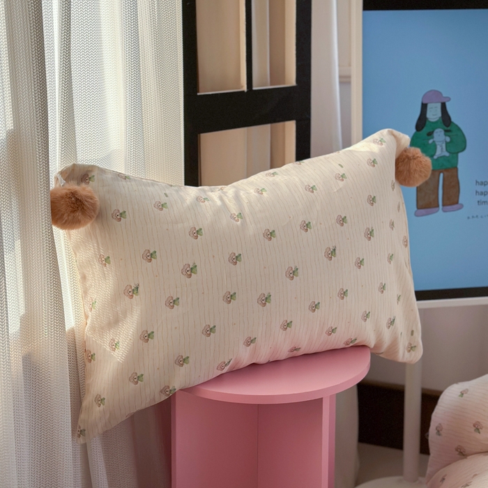 91家纺网 家纺一手货源 找家纺 金爱家 2025新款亲肤舒适纯棉双层纱四件套 双层纱-萌犬日记