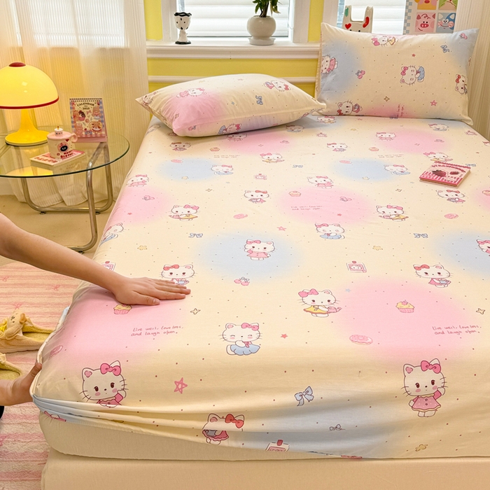 91家纺网 家纺一手货源 找家纺 吉象家纺 2025新款高支密全棉印花单品系列-单床笠 甜喵