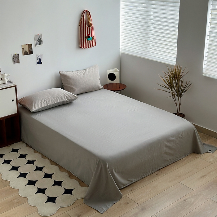 91家纺网 家纺一手货源 找家纺 （总）水洗的故事2025新款贡缎色织提花条纹款四件套