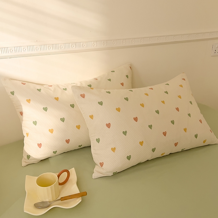 91家纺网 家纺一手货源 找家纺 DoDo 兜兜 2025新款全棉双层纱印花四件套（可定做尺寸） 点点心动