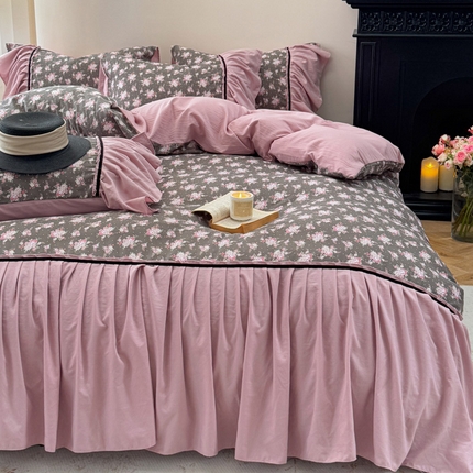 沐慕 2025新款法式针织双层纱印花系列四件套 美琳