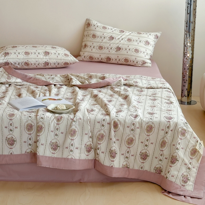 91家纺网 家纺一手货源 找家纺 大彩家居 2025新款全棉有氧水洗纱布夏被夏凉被 伊园