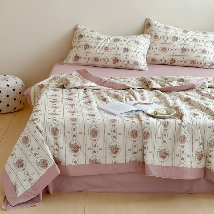 91家纺网 家纺一手货源 找家纺 大彩家居 2025新款全棉有氧水洗纱布夏被夏凉被 伊园