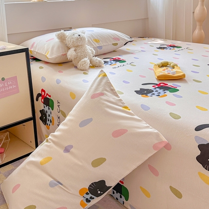 吉象家纺 2025新款高支密全棉印花单品系列-单床单 靴子猫