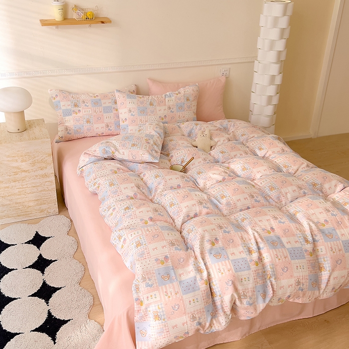 91家纺网 家纺一手货源 找家纺 DoDo 兜兜 2025新款全棉双层纱印花四件套（可定做尺寸） 萌宠乐园