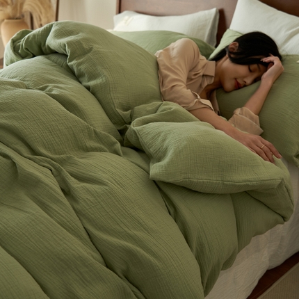 91家纺网 家纺一手货源 找家纺 （总）2025新款纯棉双层纱四件套