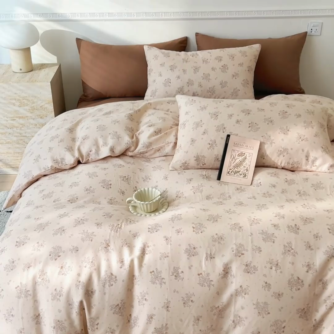 91家纺网 家纺一手货源 找家纺 DoDo 兜兜 2025新款全棉双层纱印花四件套（可定做尺寸） 慕白