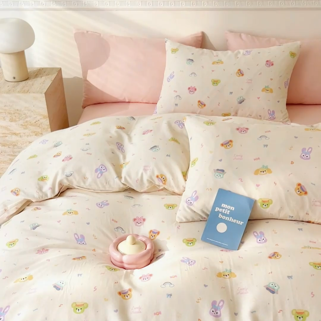 91家纺网 家纺一手货源 找家纺 DoDo 兜兜 2025新款全棉双层纱印花四件套（可定做尺寸） 梦想家