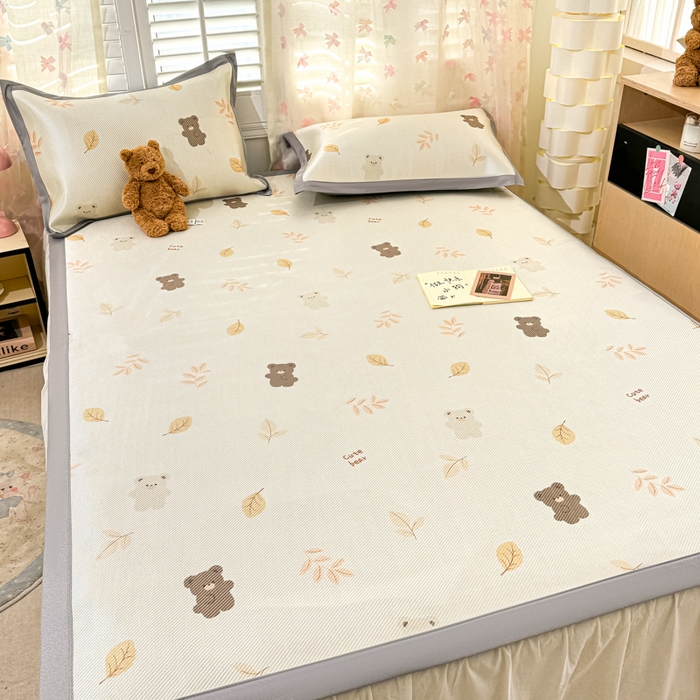 91家纺网 家纺一手货源 找家纺 川悦生活 2025新款数码印花冰藤席 小熊福