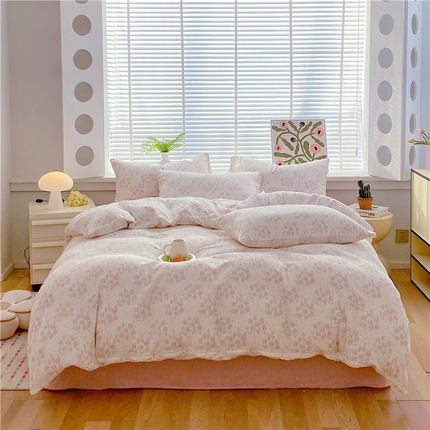 91家纺网 家纺一手货源 找家纺 佰亿莱 2025新款全棉双层纱四件套系列 朝花夕拾