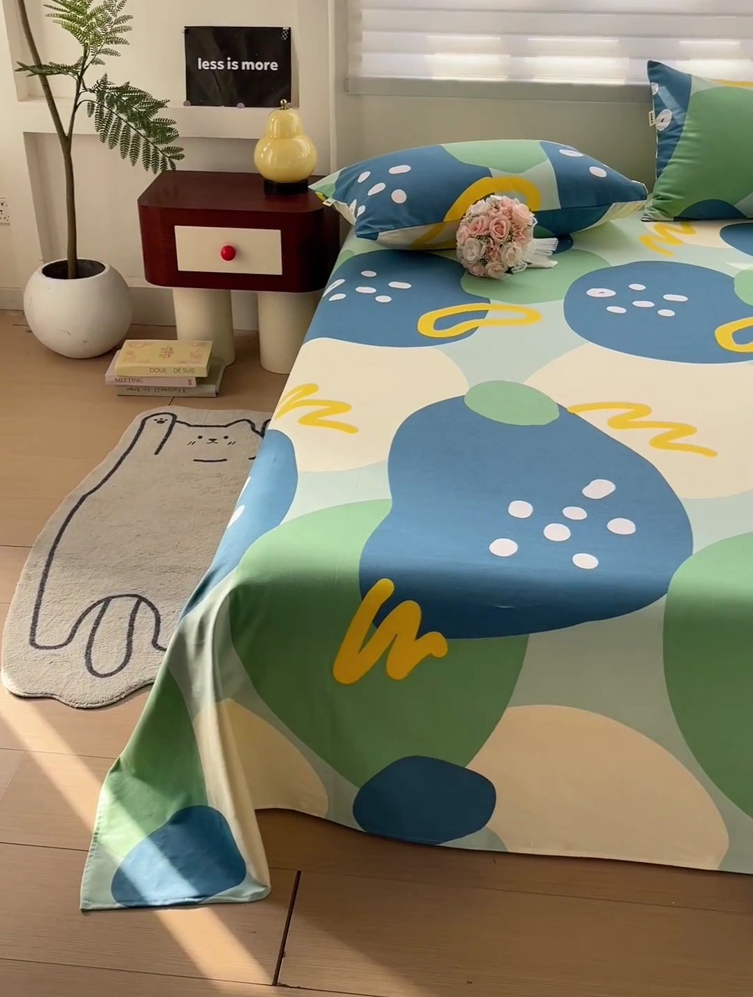 91家纺网 家纺一手货源 找家纺 名兮家居2025新款卡通简约时尚全棉老粗布床单 多肉