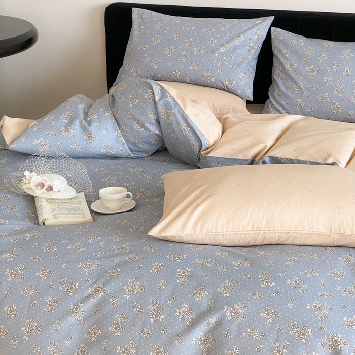 91家纺网 家纺一手货源 找家纺 宜家坊 2025开春新品全棉喷气13070小清新印花纯棉全棉四件套-风格一 辞优